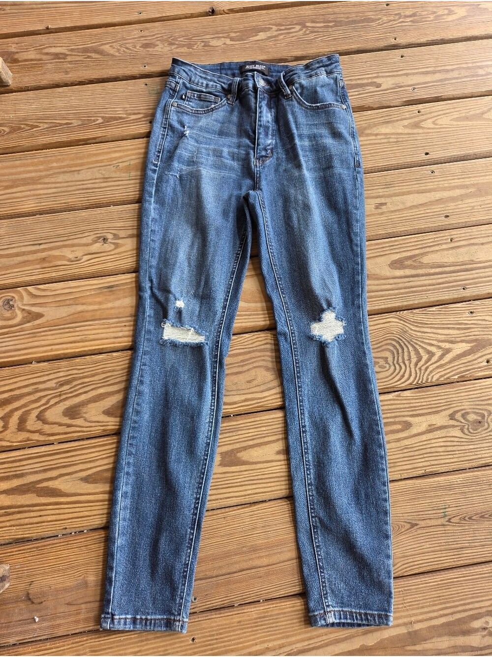 Judy Blue Mid Rise Tummy Control Destroy Skinny Jeans Size 9/29 JB88798 DK